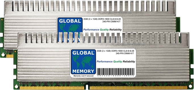 2GB (2 x 1GB) DDR3 1800MHz PC3-14400 240-PIN OVERCLOCK DIMM MEMORY RAM KIT FOR DELL DESKTOPS